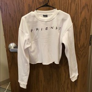 White crop crew neck
